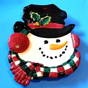 Nwot Fitz And Floyd Holiday Snowman Plate